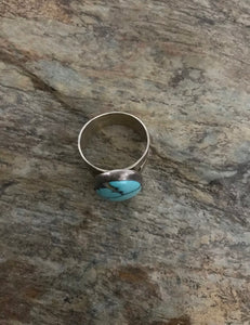 Vintage Old Pawn Sterling Silver Turquoise Ring. Size 7.5