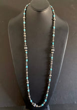 Load image into Gallery viewer, Sterling Silver Turquoise W Navajo Pearls Bead Necklace 44 Inch