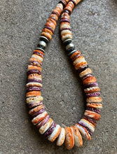 Load image into Gallery viewer, Sterling Silver Orange Purple Spiny Oyster W Pearls Bead Necklace 18 inch