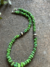 Load image into Gallery viewer, Sterling Silver Graduated Green Turquoise Bead Necklace. 18 inch