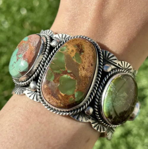 Navajo sterling silver Royston turquoise cuff bracelet