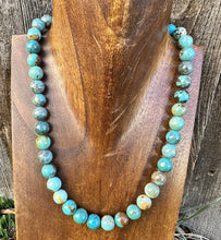 Load image into Gallery viewer, Sterling silver turquoise bead necklace 16 inch