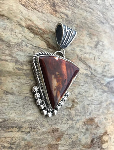 Native American Sterling Silver Orange Spiny Oyster Pendant. MM