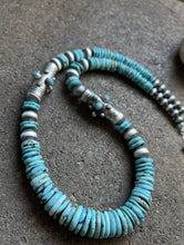Load image into Gallery viewer, Sterling Silver Graduated Blue Turquoise Pearls Bead Necklace. 24 inch