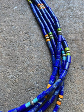 Load image into Gallery viewer, Sterling Silver Multi Strand Multi Stone Lapis Bead Necklace. 24 inch