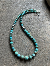 Load image into Gallery viewer, Sterling Silver Round Turquoise Bead Necklace 18 inch