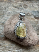 Load image into Gallery viewer, Native American Sterling Silver Green Royston Turquoise Pendant. CS