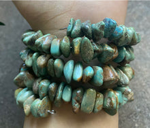 Load image into Gallery viewer, Sterling Silver Green Turquoise Nuggets Bead Bracelet. Free size