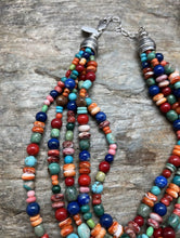 Load image into Gallery viewer, Sterling Silver Multi Strand Multi Stone Bead Necklace. 15 inch
