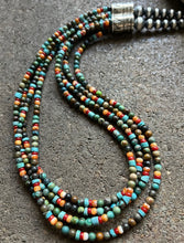 Load image into Gallery viewer, Sterling Silver Multi Strand Multi Stone Bead Necklace. 22 inch