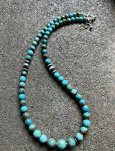 Load image into Gallery viewer, Sterling Silver Round Turquoise Bead Necklace 18 inch
