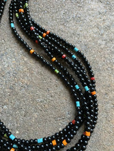 Load image into Gallery viewer, Sterling Silver Multi Strand Black Onyx Multi Stone Bead Necklace. 24 Inch