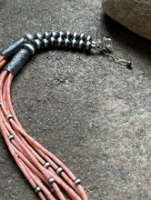 Load image into Gallery viewer, Sterling Silver Multi Strand Pink Coral W Pearls Bead Necklace 24 Inch