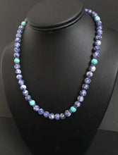 Load image into Gallery viewer, Sterling Silver Lapis Turquoise Bead Necklace. 18 inch