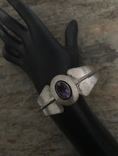 Load image into Gallery viewer, Vintage Old Pawn Navajo Sterling Silver Amethyst Cuff Bracelet. J W Toadlena