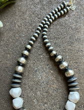 Load image into Gallery viewer, Sterling Silver Graduated White Bead W Pearls Necklace. 18 inch