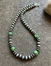 Load image into Gallery viewer, Sterling Silver Pearls Sonoran Gold Turquoise Nuggets Bead Necklace 18 inch