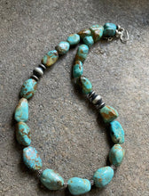 Load image into Gallery viewer, Sterling Silver Turquoise Bead Necklace. 18.5 inch