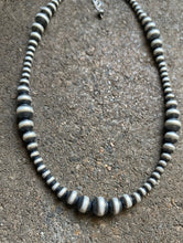 Load image into Gallery viewer, Sterling Silver 4mm- 8mm Graduated Pearls Bead Necklace. 16 Inch