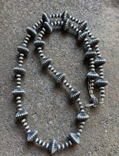 Load image into Gallery viewer, Sterling Silver Navajo Pearls W Corrugated Saucer Bead Necklace. 20 Inch