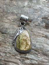 Load image into Gallery viewer, Native American Sterling Silver Green Royston Turquoise Pendant. CS