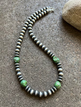 Load image into Gallery viewer, Sterling Silver Pearls Sonoran Gold Turquoise Nuggets Bead Necklace 18 inch