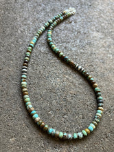 Load image into Gallery viewer, Sterling Silver Blue Green Turquoise Bead Necklace. 18 inch