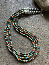 Load image into Gallery viewer, Sterling Silver Multi Strand Multi Stone Bead Necklace. 22 inch