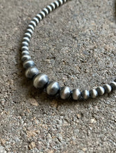 Load image into Gallery viewer, Sterling Silver 4mm Graduated Navajo Pearls Bead Necklace. 14 inch Choker