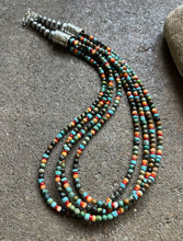 Load image into Gallery viewer, Sterling Silver Multi Strand Multi Stone Bead Necklace. 22 inch