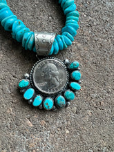Load image into Gallery viewer, Navajo Sterling silver turquoise coin pendant necklace 18 Inch