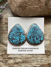 Load image into Gallery viewer, Navajo Sterling Silver Egyptian Turquoise Earrings. OC
