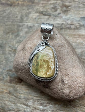 Load image into Gallery viewer, Native American Sterling Silver Green Royston Turquoise Pendant. CS