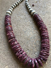Load image into Gallery viewer, Sterling Silver Graduated Purple Spiny Oyster Bead Necklace 18”