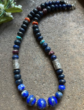 Load image into Gallery viewer, Sterling Silver Lapis Multi Stone Bead Necklace. 22 inch