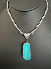 Load image into Gallery viewer, Navajo Sterling silver turquoise pendant necklace