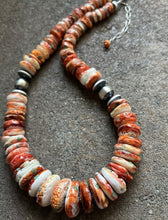 Load image into Gallery viewer, Sterling Silver Graduated Spiny Oyster Bead Necklace. 18 inch
