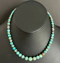 Load image into Gallery viewer, Sterling Silver Round Turquoise Bead Necklace 18 inch