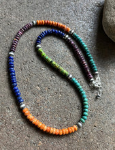 Load image into Gallery viewer, Sterling Silver Multi Stone W Pearls Bead Necklace. 22 Inch