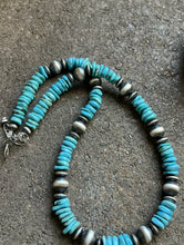Load image into Gallery viewer, Sterling Silver Blue Turquoise W Pearls Bead Necklace 18 inch