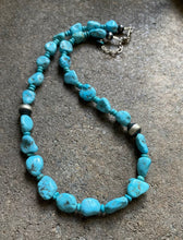 Load image into Gallery viewer, Sterling Silver Turquoise Bead Necklace. 18 inch