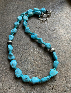 Sterling Silver Turquoise Bead Necklace. 18 inch