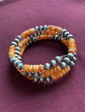 Load image into Gallery viewer, Sterling Silver Spiny Oyster W Navajo Pearls Bead Bracelet. Free Size