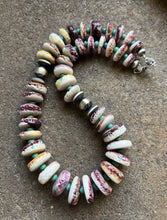 Load image into Gallery viewer, Sterling Silver Purple Spiny Oyster with Turquoise Bead Necklace. 18 inch