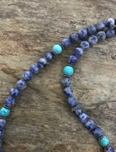 Sterling Silver Lapis Turquoise Bead Necklace. 18 inch