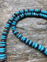 Load image into Gallery viewer, Sterling Silver Purple Spiny Oyster with Turquoise Bead Necklace. 22 inch