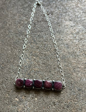 Load image into Gallery viewer, Navajo Sterling Silver Purple Spiny Oyster Choker Bar Chain Necklace 14 inch KY