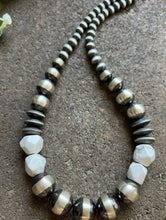 Load image into Gallery viewer, Sterling Silver Graduated White Bead W Pearls Necklace. 18 inch