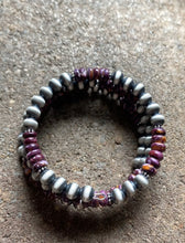 Load image into Gallery viewer, Sterling Silver Purple Spiny Oyster Pearls Bead Wrap Spiral Bracelet Free Size