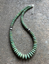 Load image into Gallery viewer, Sterling Silver Graduated Green Turquoise Bead Necklace. 18 inch